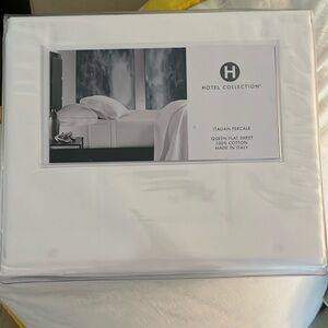 Hotel Collection, Italian Percale Queen Flat Sheet, Navy Stripe, Made in Italy